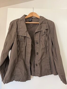 French Cuff XL Women’s Casual Utility Jacket - Taupe